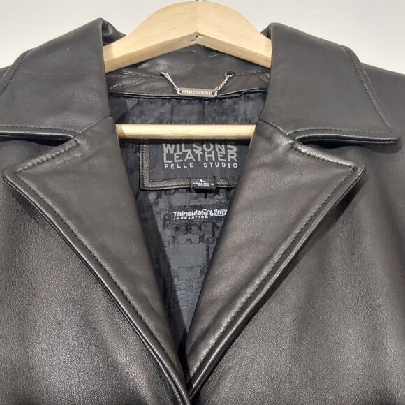 Vintage Wilson's Pelle Studio Thinsulate Leather Jacket Mid-Length Good Cond - L - Picture 2 of 16